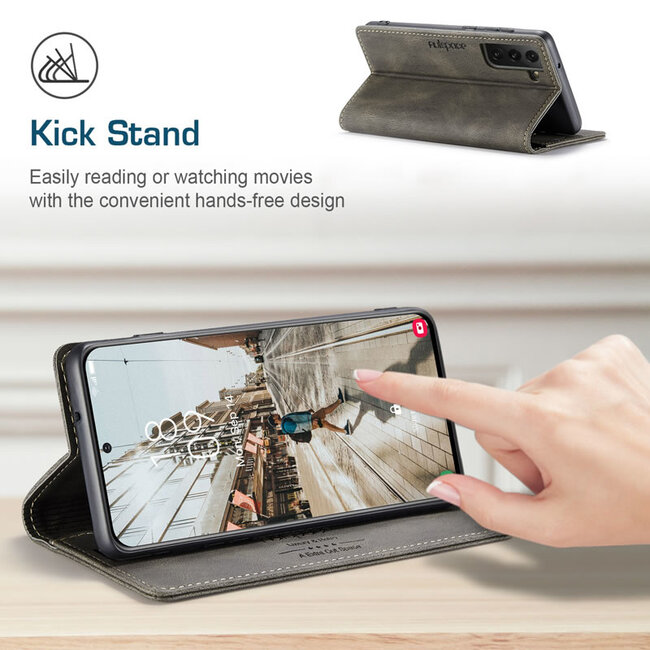 AutSpace - Samsung Galaxy S21 FE Hoesje - Wallet Book Case - Magneetsluiting - met RFID bescherming - Bruin