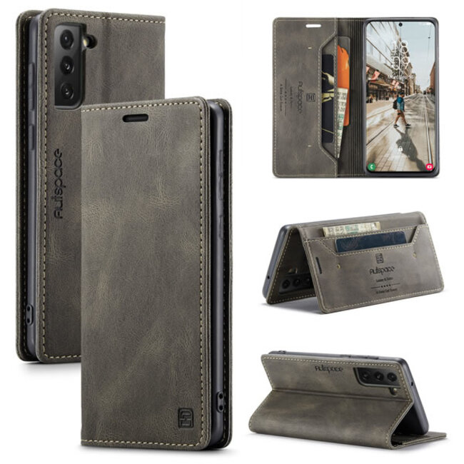 AutSpace - Samsung Galaxy S21 FE Hoesje - Wallet Book Case - Magneetsluiting - met RFID bescherming - Bruin