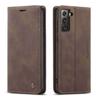 CaseMe CaseMe - Samsung Galaxy S21 FE Hoesje - Wallet Book Case - Magneetsluiting - Donker Bruin