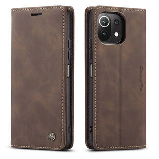 CaseMe CaseMe - Xiaomi Mi 11 Lite Hoesje - Wallet Book Case - Magneetsluiting - Donker Bruin