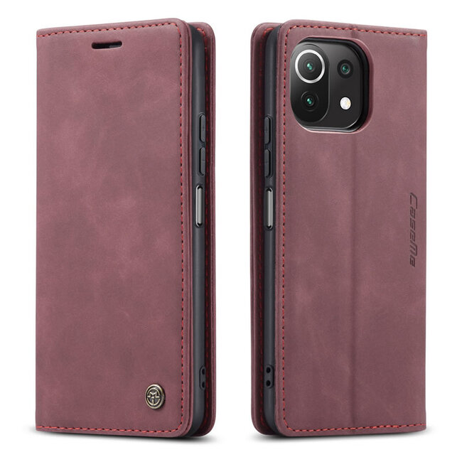 CaseMe - Xiaomi Mi 11 Lite Hoesje - Wallet Book Case - Magneetsluiting - Donker Rood