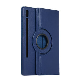 Case2go Samsung Galaxy Tab S7 Plus (2020) Hoes - Draaibare Book Case Cover - 12.4 Inch - Donker Blauw