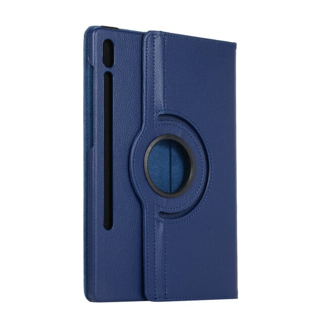 Case2go - Hoes voor de Samsung Galaxy Tab S7 Plus (2020) - 360 Graden Draaibare Book Case Cover - 12.4 Inch - Donker Blauw