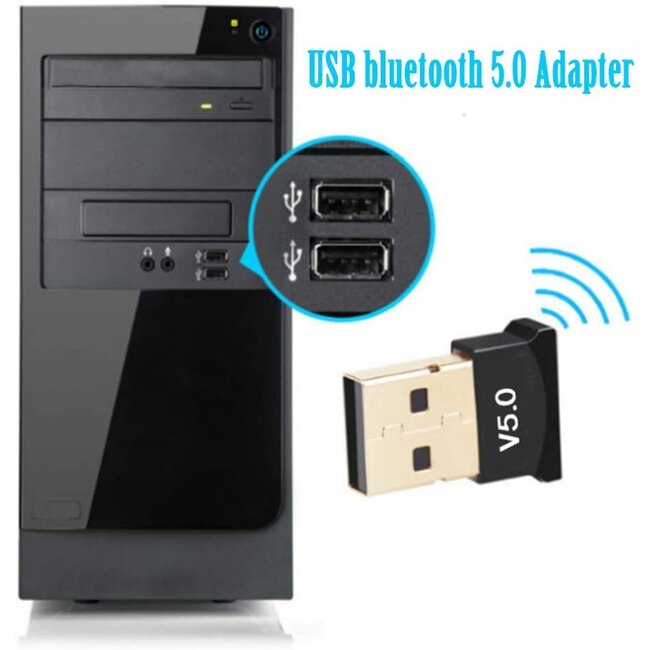 Bluetooth Adapter - USB Dongle - Bluetooth 5.0 - USB Stick - Plug and Play - Zwart
