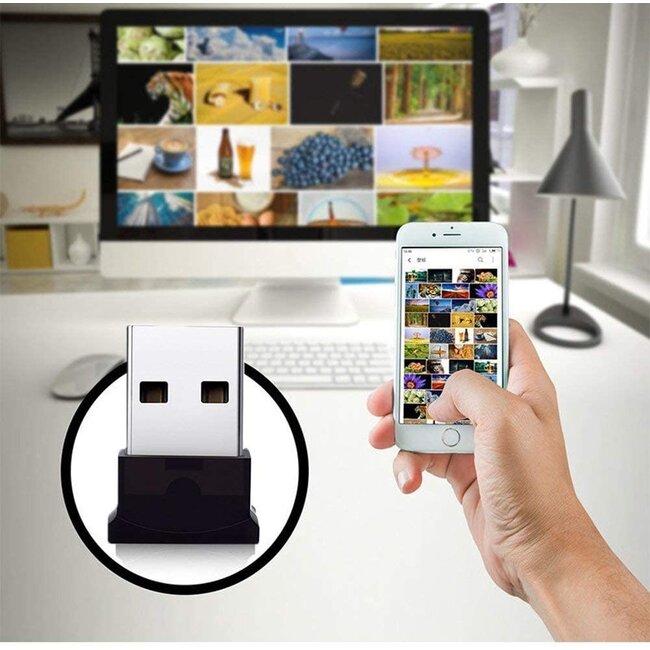 Bluetooth Adapter - USB Dongle - Bluetooth 5.0 - USB Stick - Plug and Play - Zwart
