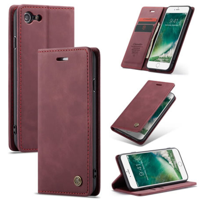 CaseMe - iPhone 7/8/SE 2020 hoesje - Wallet Book Case - Magneetsluiting - Rood