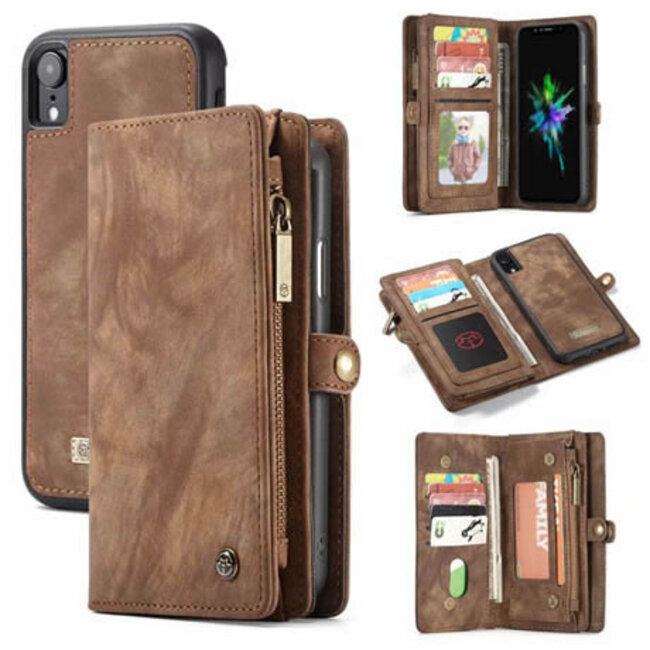 CaseMe - iPhone XR hoesje - 2 in 1 Wallet Book Case - Bruin