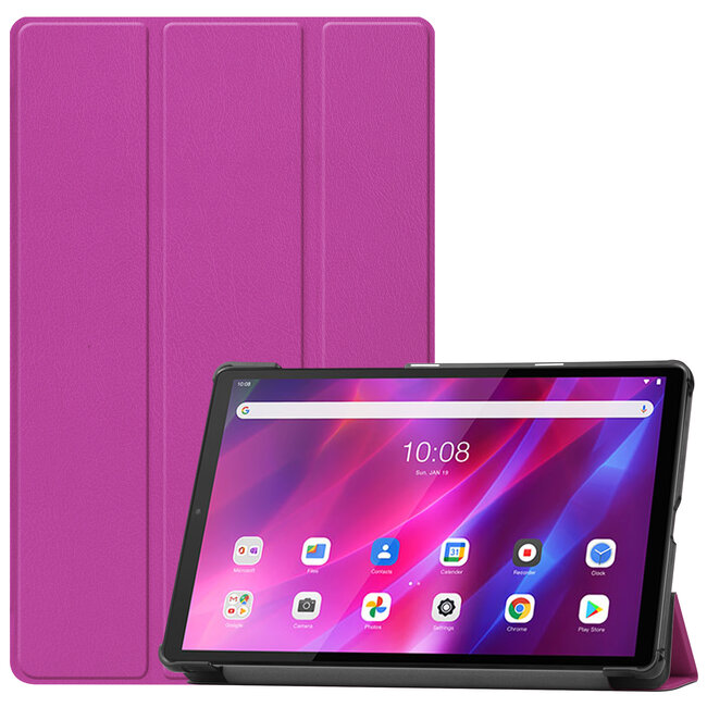 Case2go - Hoes voor de Lenovo Tab K10 10.3 Inch (2021) - Tri-Fold Book Case - Paars