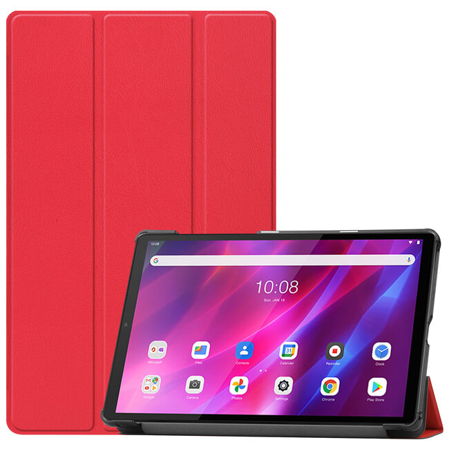 Case2go - Hoes voor de Lenovo Tab K10 10.3 Inch (2021) - Tri-Fold Book Case - Rood