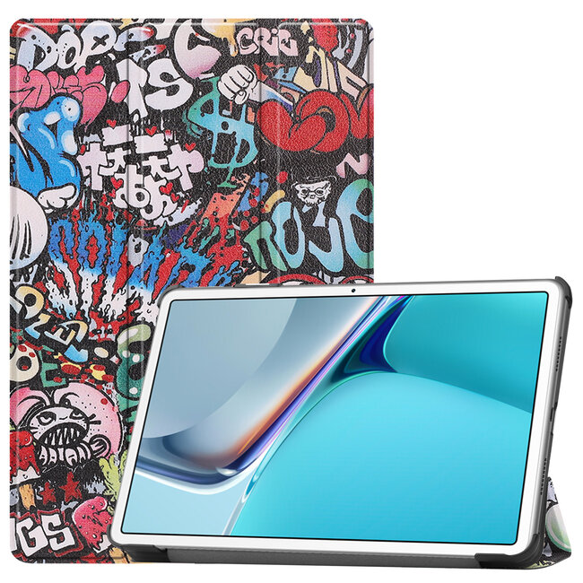 Case2go - Hoes voor de Huawei MatePad 11 Inch (2021) - Tri-Fold Book Case - Graffiti