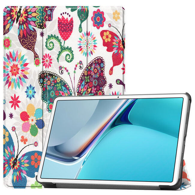 Case2go - Hoes voor de Huawei MatePad 11 Inch (2021) - Tri-Fold Book Case - Vlinders