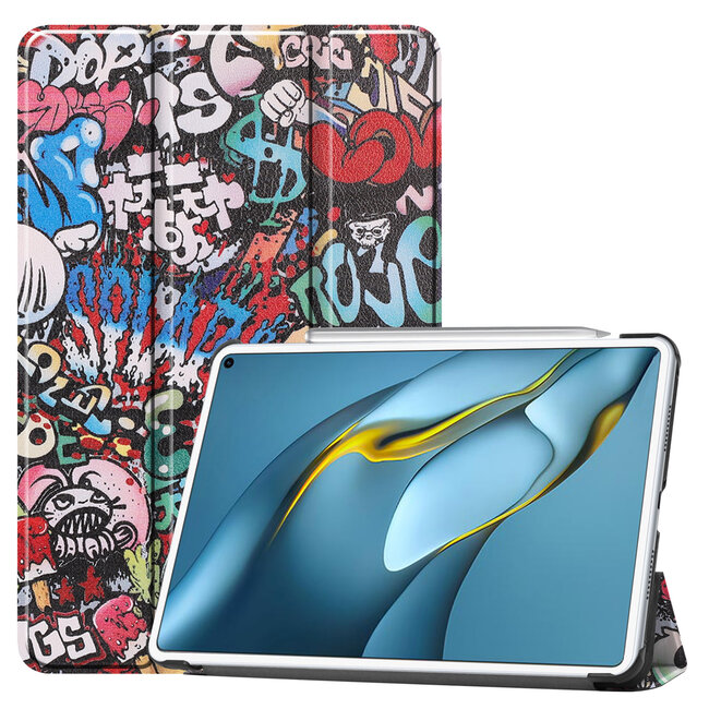 Case2go - Hoes voor de Huawei MatePad Pro 10.8 (2021) - Tri-Fold Book Case - Graffiti