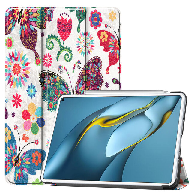 Case2go - Hoes voor de Huawei MatePad Pro 10.8 (2021) - Tri-Fold Book Case - Vlinders