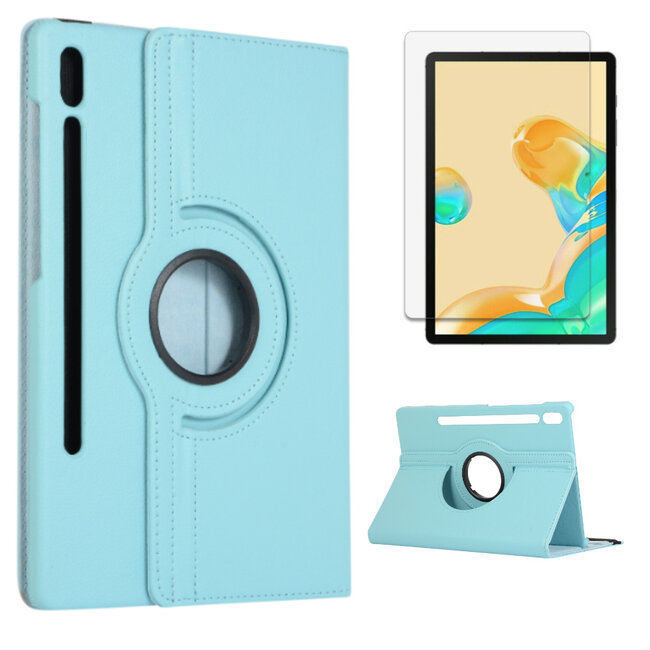 Case2go - Hoes voor de Samsung Galaxy Tab S7 (2020) - Draaibare Book Case + Screenprotector - 11 Inch - Licht Blauw