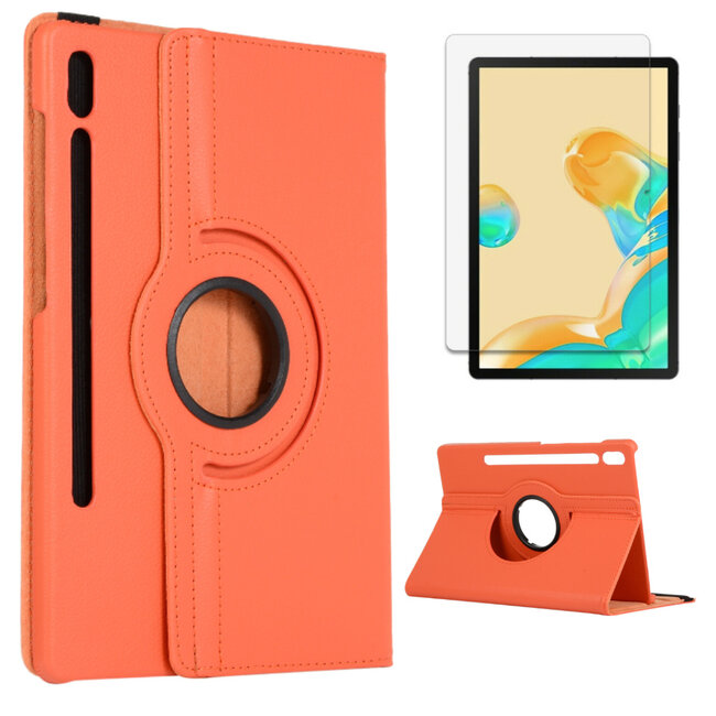 Case2go - Hoes voor de Samsung Galaxy Tab S7 (2020) - Draaibare Book Case + Screenprotector - 11 Inch - Oranje