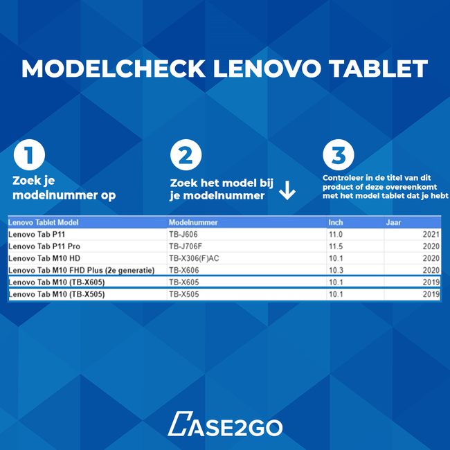 Case2go - Hoes voor de Lenovo Tab M10 - Tri-Fold Book Case (TB-X605 & TB-X505) - Blauw