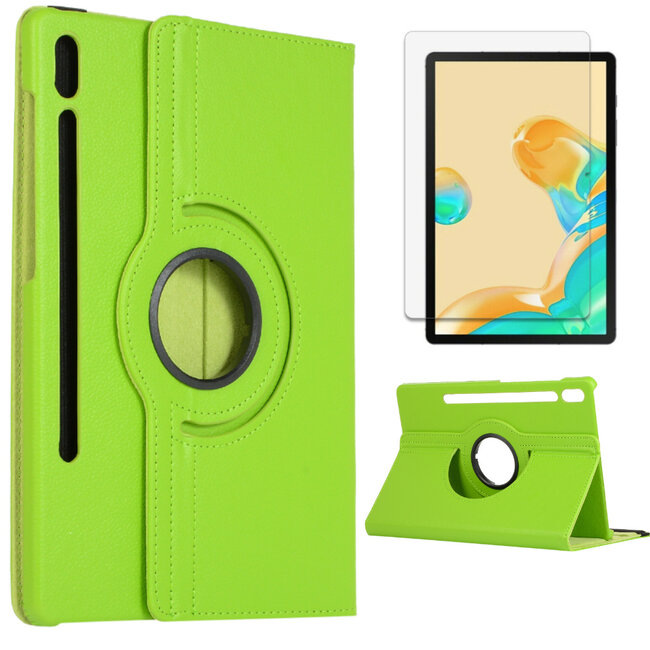 Case2go - Hoes voor de Samsung Galaxy Tab S7 Plus (2020) - Draaibare Book Case + Screenprotector - 12.4 Inch - Groen