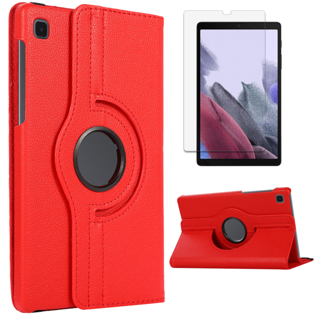 Case2go - Hoes voor de Samsung Galaxy Tab A7 Lite - Draaibare Book Case Cover + Screenprotector - 8.7 inch - Rood