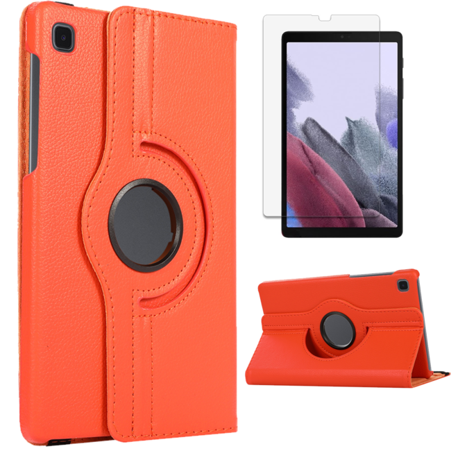 Case2go - Hoes voor de Samsung Galaxy Tab A7 Lite - Draaibare Book Case Cover + Screenprotector - 8.7 inch - Oranje