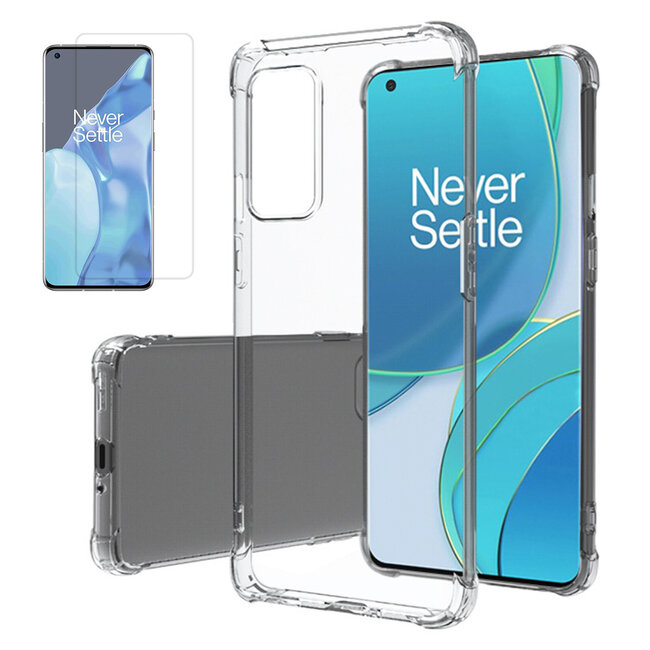 OnePlus 9 Pro Hoesje + Screenprotector- Clear Soft Case - Siliconen Back Cover - Shock Proof TPU - Transparant
