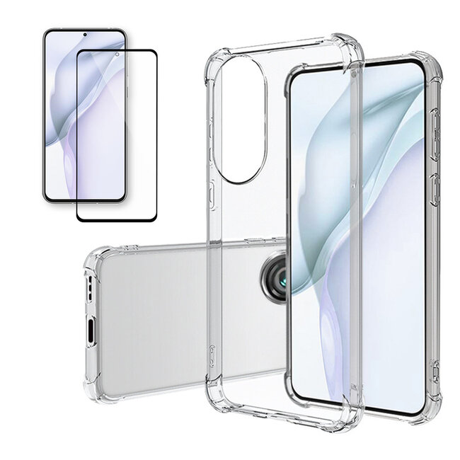 Huawei P50 Pro Hoesje + Screenprotector- Clear Soft Case - Siliconen Back Cover - Shock Proof TPU - Transparant