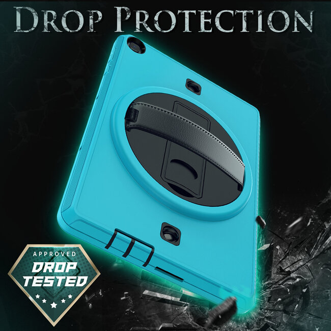Case2go - Huawei MatePad T10s Hoes - Hand Strap Armor - Rugged Case met schouderband - 10.1 Inch - Licht Blauw