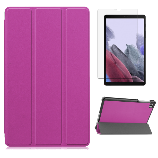 Case2go - Hoes voor de Samsung Galaxy Tab A7 Lite (2021) - Tri-Fold Book Case + Screenprotector - Paars