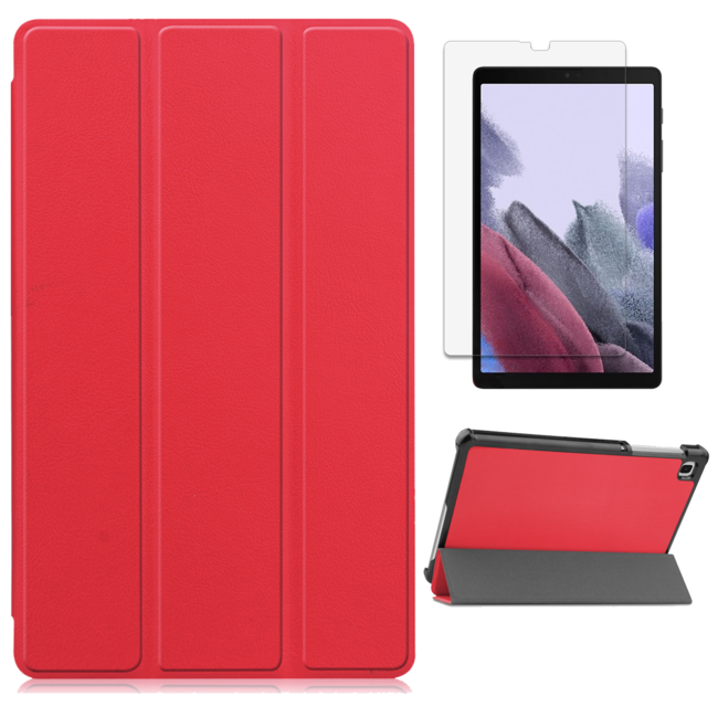 Case2go - Hoes voor de Samsung Galaxy Tab A7 Lite (2021) - Tri-Fold Book Case + Screenprotector - Rood