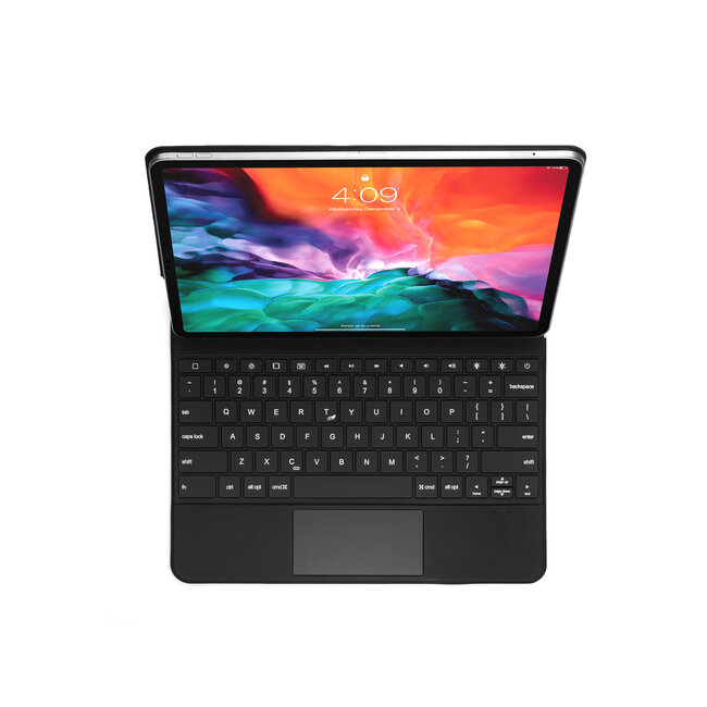 Case2go - Hoes voor iPad Pro 12.9 (2021/2020/2018) - Bluetooth Toetsenbord hoes - met Touchpad & Toetsenbordverlichting - Zwart