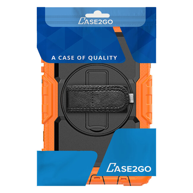 Case2go - Hoes voor Samsung Galaxy Tab A7 Lite - Bumperbescherming met Ingebouwde Screenprotector en Schouderriem - Oranje