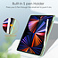 Case2go - iPad Pro 2021 (12.9 Inch) Hoes - Tri-fold Back Cover - Met Pencil Houder - Mint