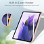Case2go - Samsung Galaxy Tab S7 FE Hoes - Tri-Fold Transparante Cover - Met Pencil Houder - Roze