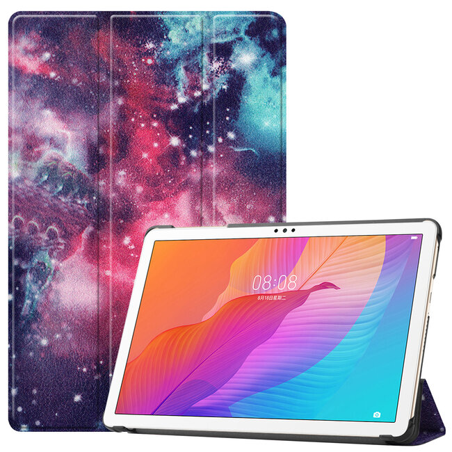 Case2go - Hoes voor de Huawei MatePad T 10S  (10.1 Inch) Hoes - Tri-Fold Book Case - Galaxy