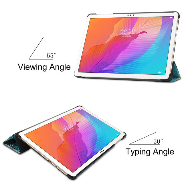 Case2go - Hoes voor de Huawei MatePad T 10S  (10.1 Inch) Hoes - Tri-Fold Book Case - Witte Bloesem