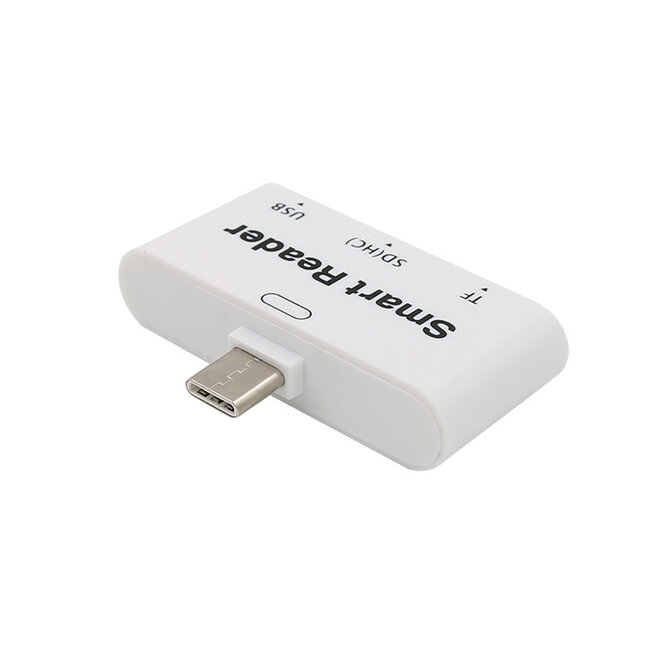 Case2go - SD Kaartlezer USB Type-C voor Micro SD kaart - Geschikt voor Telefoon, PC en Tablet met USB Type-C aansluiting - Wit