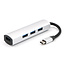 Case2go - USB Splitter - USB Hub 3.0 - 4 Poorten - USB-C aansluiting - Aluminium - Zilver