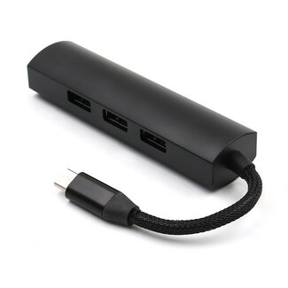Case2go USB Splitter - USB Hub 3.0 - 4 Poorten - USB-C aansluiting - Aluminium - Zwart