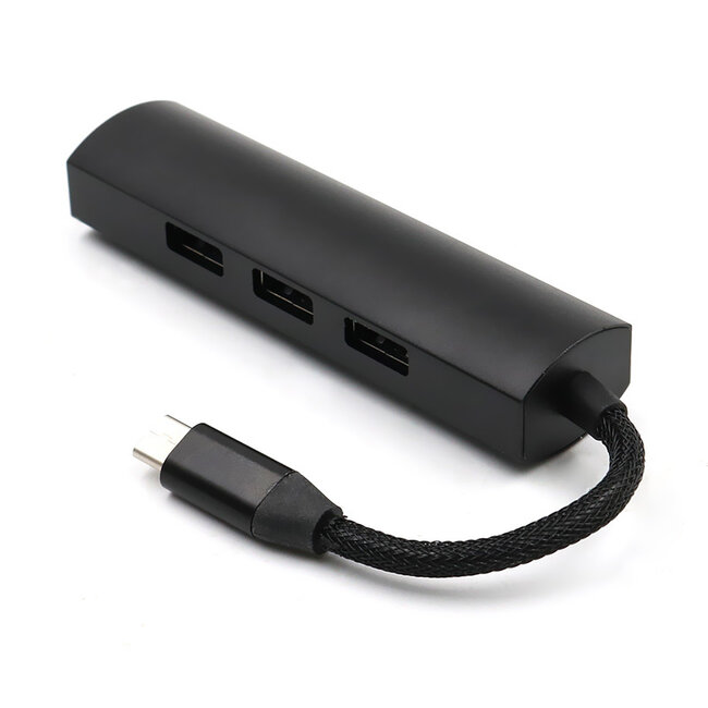 Case2go - USB Splitter - USB Hub 3.0 - 4 Poorten - USB-C aansluiting - Aluminium - Zwart