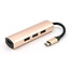 Case2go - USB Splitter - USB Hub 3.0 - 4 Poorten - USB-C aansluiting - Aluminium - Rosé-Goud