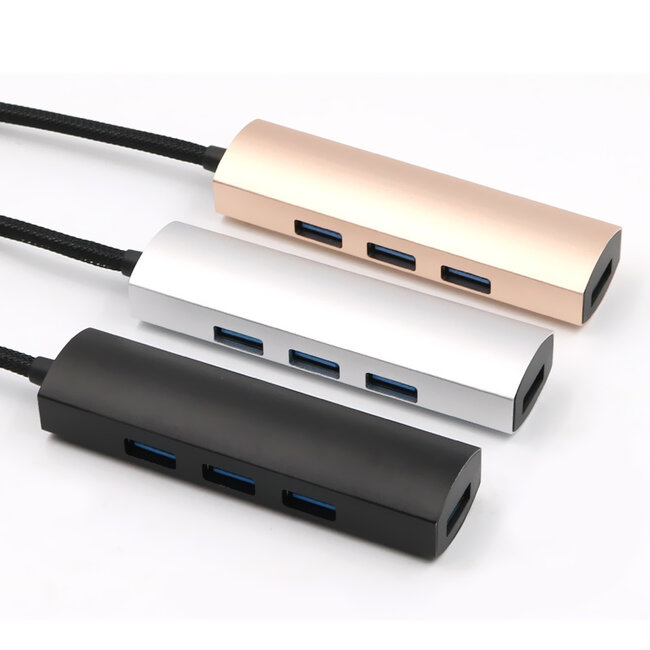 Case2go - USB Splitter - USB Hub 3.0 - 4 Poorten - USB-C aansluiting - Aluminium - Rosé-Goud