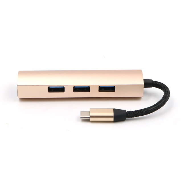 Case2go - USB Splitter - USB Hub 3.0 - 4 Poorten - USB-C aansluiting - Aluminium - Rosé-Goud