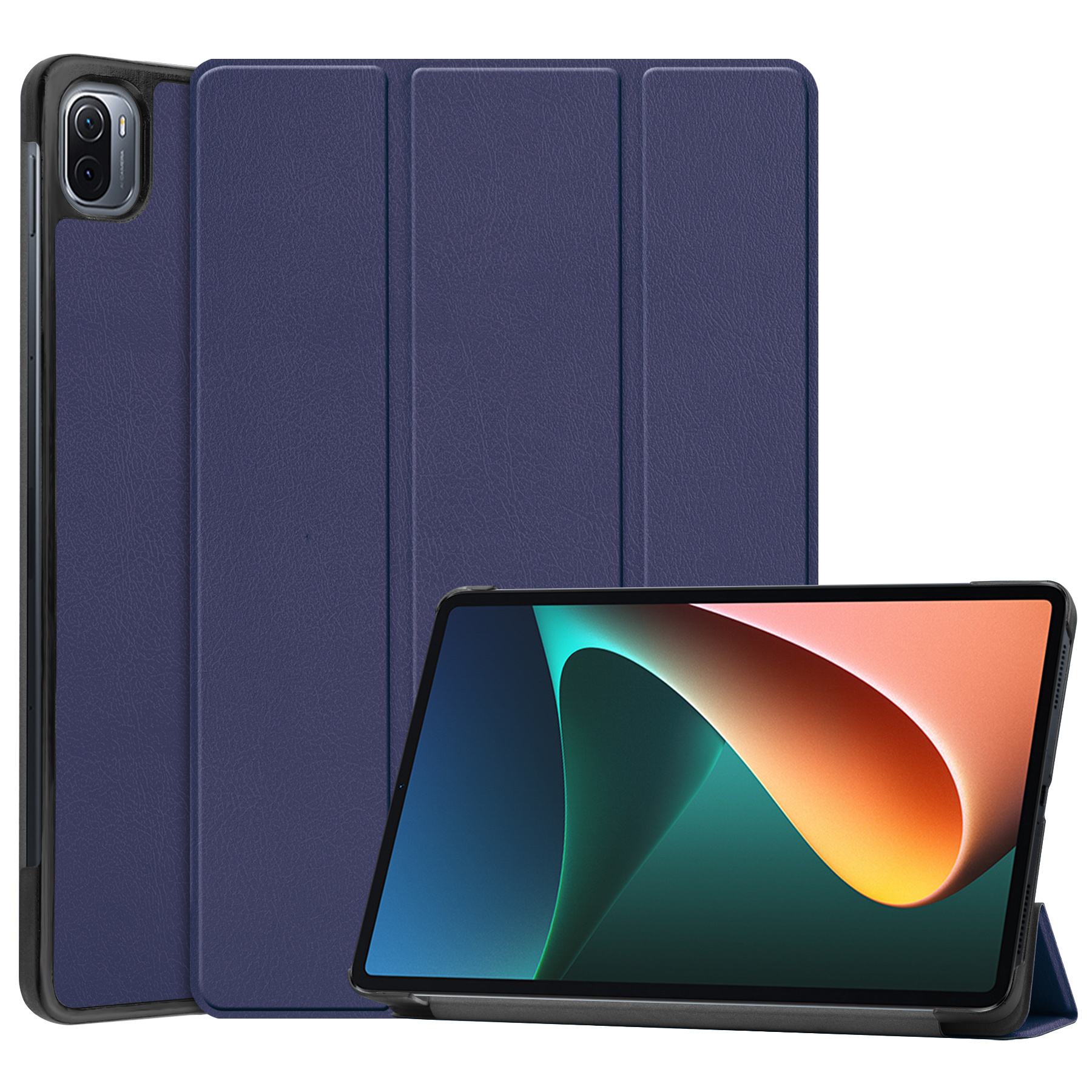 Xiaomi Mi Pad 5 / 5 Pro Hoes - Tri-Fold Book Case - Donker Blauw afbeelding