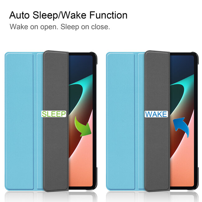 Case2go - Hoes voor de Xiaomi Mi Pad 5 / 5 Pro - Tri-Fold Book Case - Licht Blauw