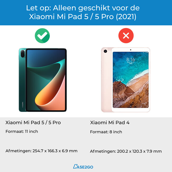 Case2go - Hoes voor de Xiaomi Mi Pad 5 / 5 Pro - Tri-Fold Book Case - Eenhoorn