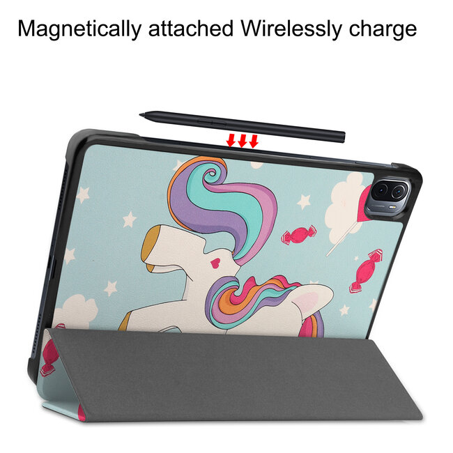Case2go - Hoes voor de Xiaomi Mi Pad 5 / 5 Pro - Tri-Fold Book Case - Eenhoorn