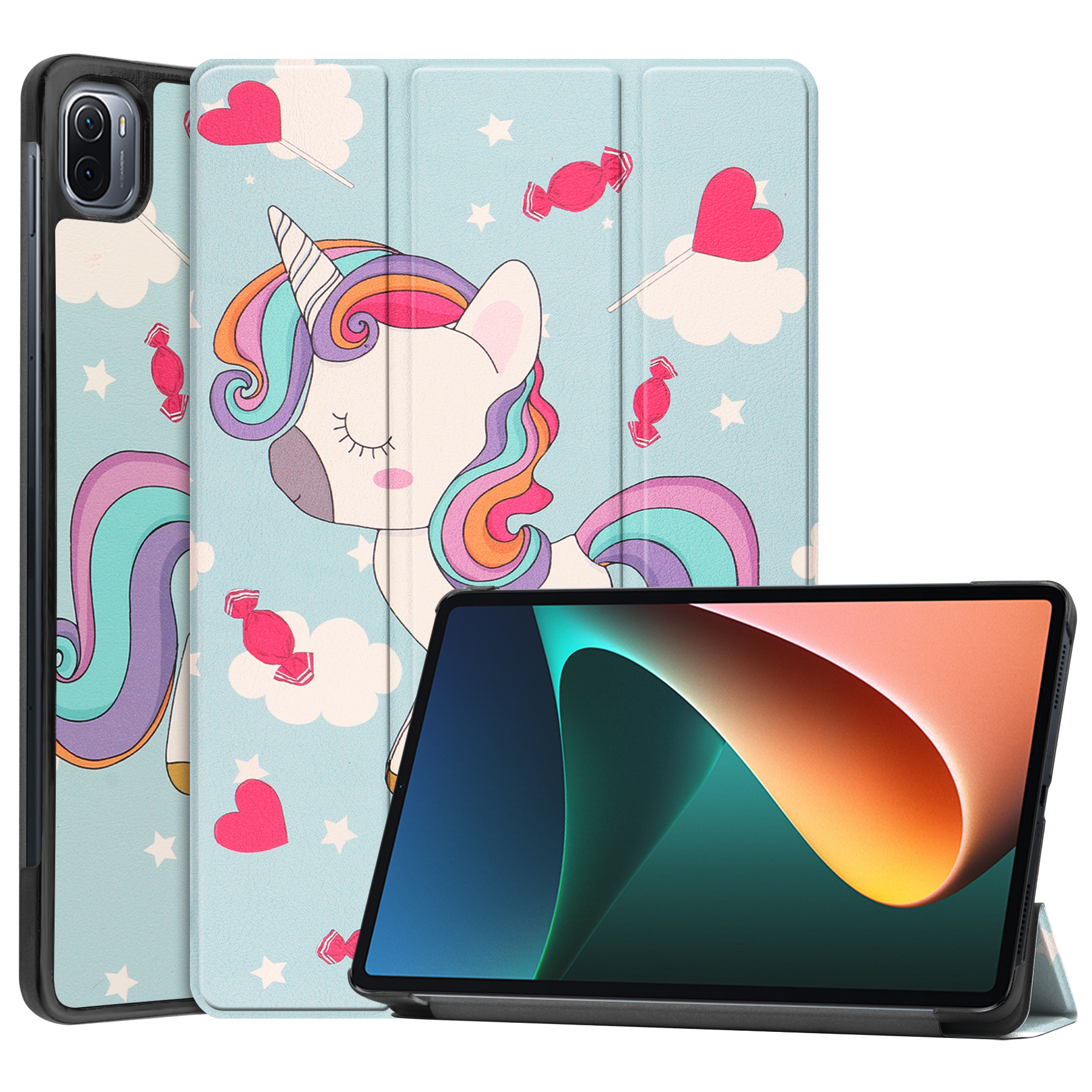 Xiaomi Mi Pad 5 / 5 Pro Hoes - Tri-Fold Book Case - Eenhoorn afbeelding