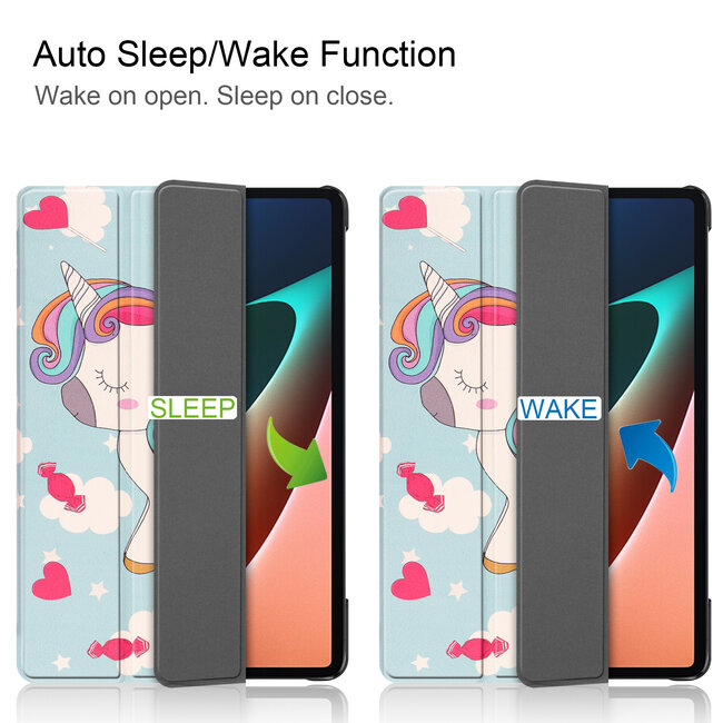 Case2go - Hoes voor de Xiaomi Mi Pad 5 / 5 Pro - Tri-Fold Book Case - Eenhoorn