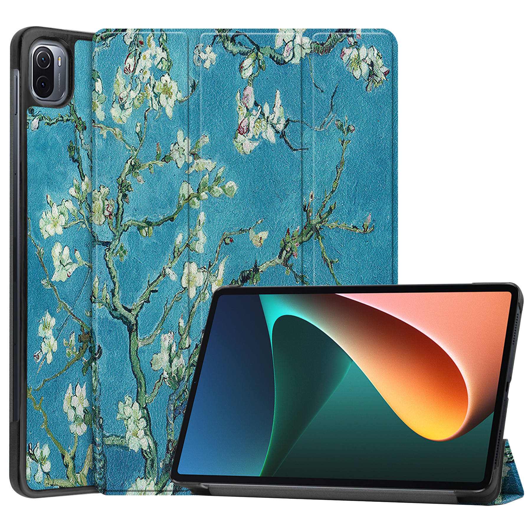 Xiaomi Mi Pad 5 / 5 Pro Hoes - Tri-Fold Book Case - Witte Bloesem afbeelding