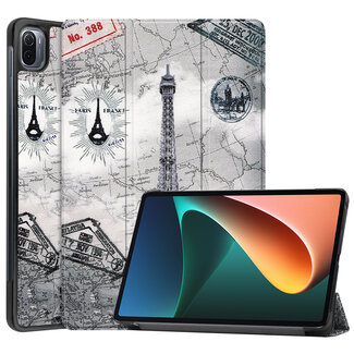 Case2go Xiaomi Mi Pad 5 / 5 Pro Hoes - Tri-Fold Book Case - Sterrenhemel - Eiffeltoren