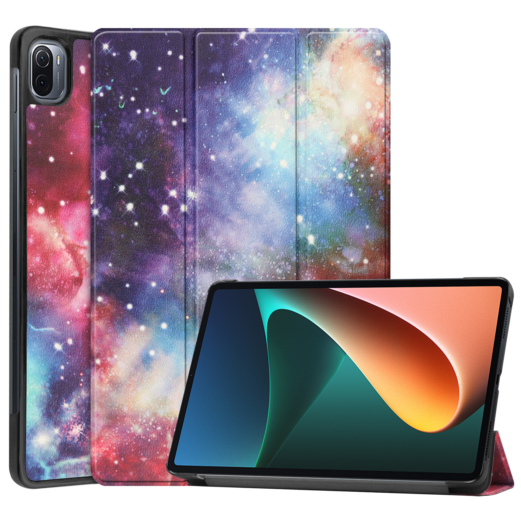 Xiaomi Mi Pad 5 / 5 Pro Hoes - Tri-Fold Book Case - Sterrenhemel - Galaxy afbeelding
